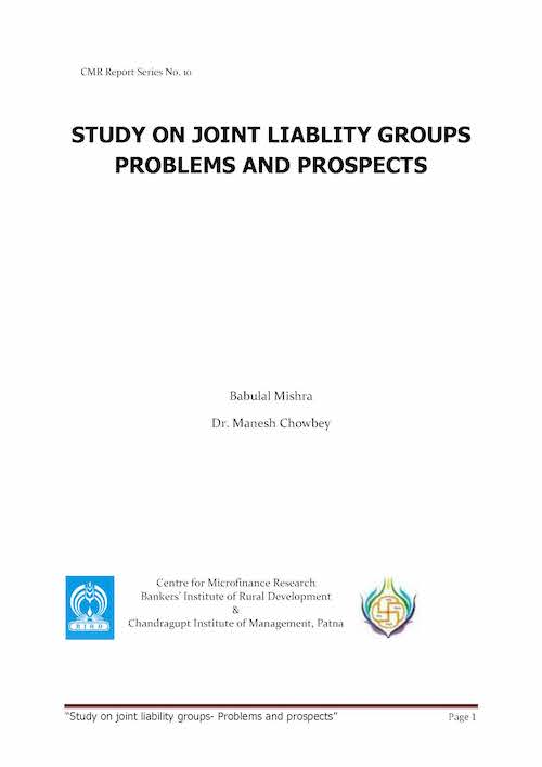 Study on Joint Liability Groups in Bihar- Problems & Prospects