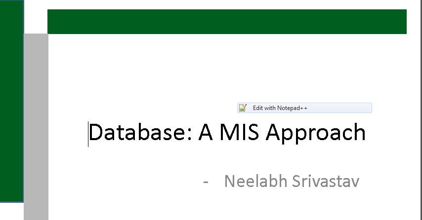 Database- A MIS Approach